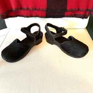 Sven black calf hair Mary Jane clog sandals sz 37/6.5-7 woman’s